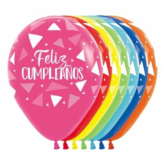 Globo Feliz Cumpleaños Triángulos Surtido